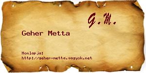 Geher Metta névjegykártya